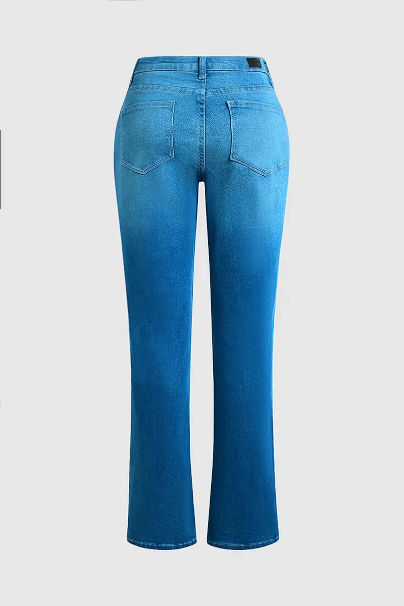 Zip Fly Mid Waist Bootcut Jeans