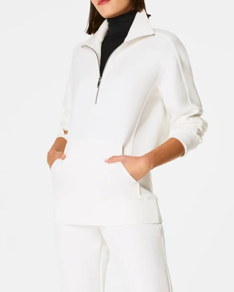 Relaxed Sweatshirt With Zip-Neck Closure