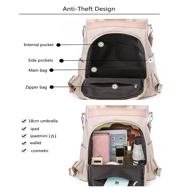 Women's Shoulder Bag Oxford Cloth Daily Holiday Zipper Adjustable Large Capacity Waterproof Folk Black Blue khaki