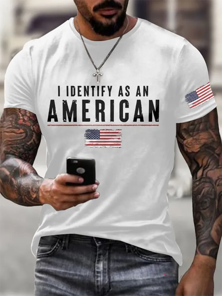 Men'S  T-Shirt With I Identify As An American Prints