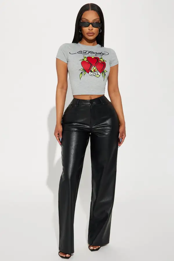 Ed Hardy Heart Fitted Tee - Heather Grey