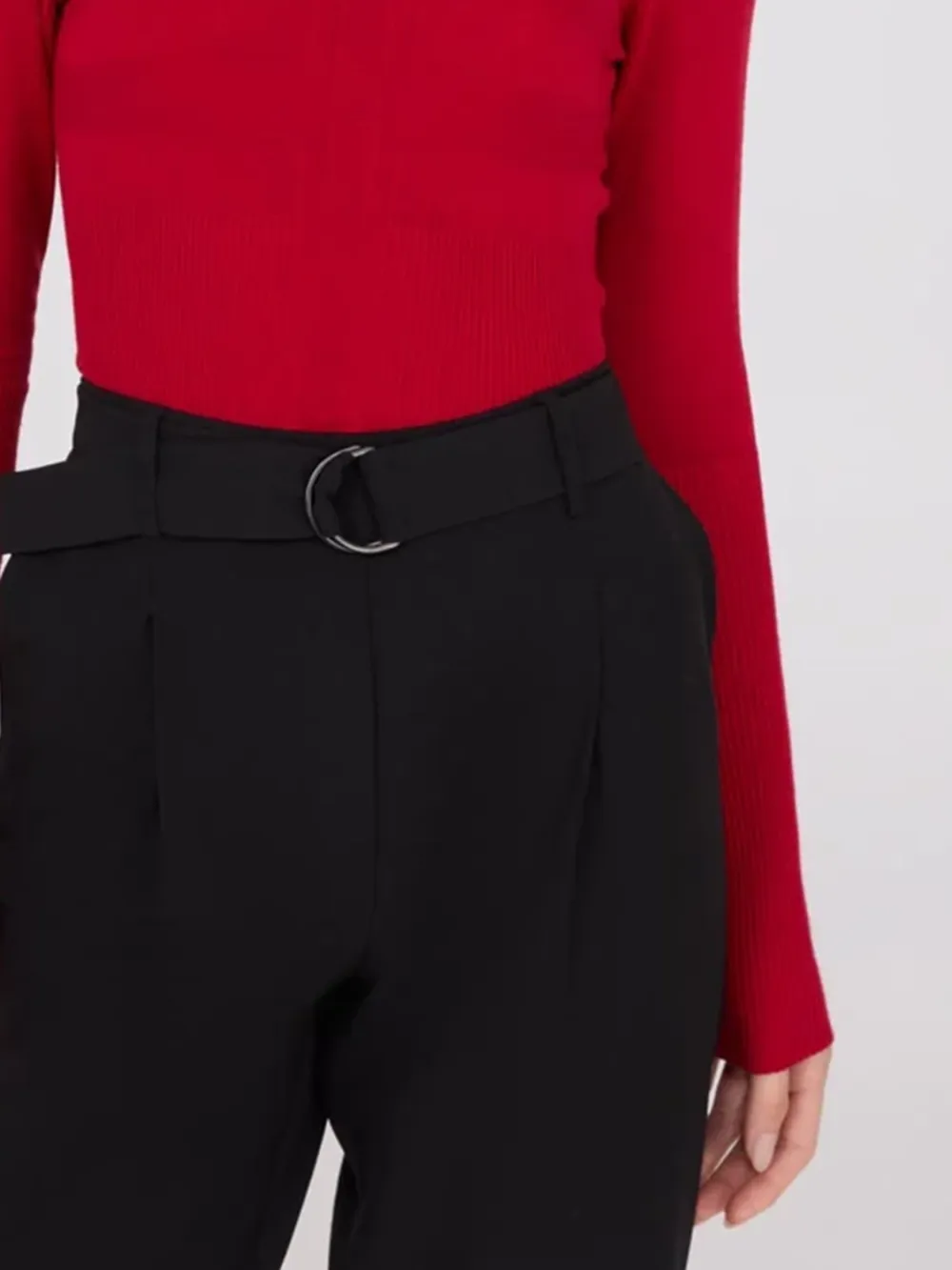 Contrasting Stitch Turtleneck Ribbed Sweater