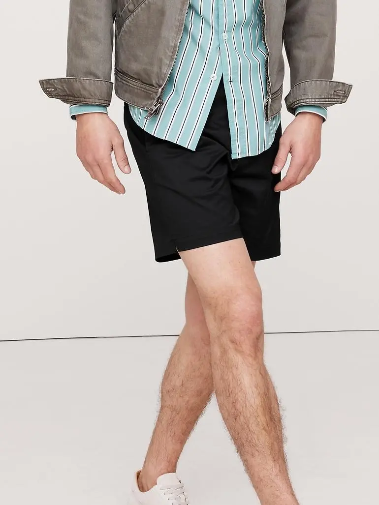 Men's Black Casual Mid-Rise Cotton Shorts