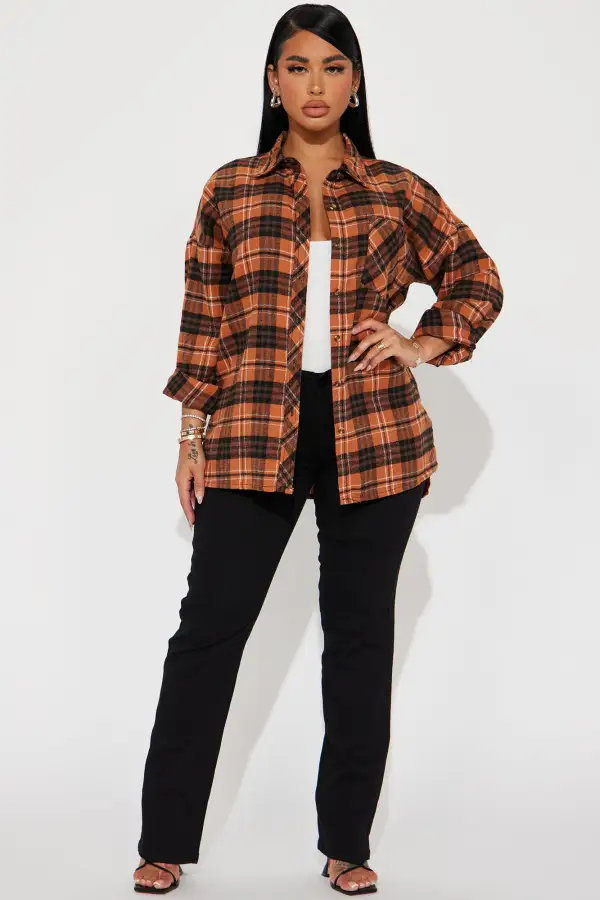 Perrie Plaid Shirt - Orange/combo