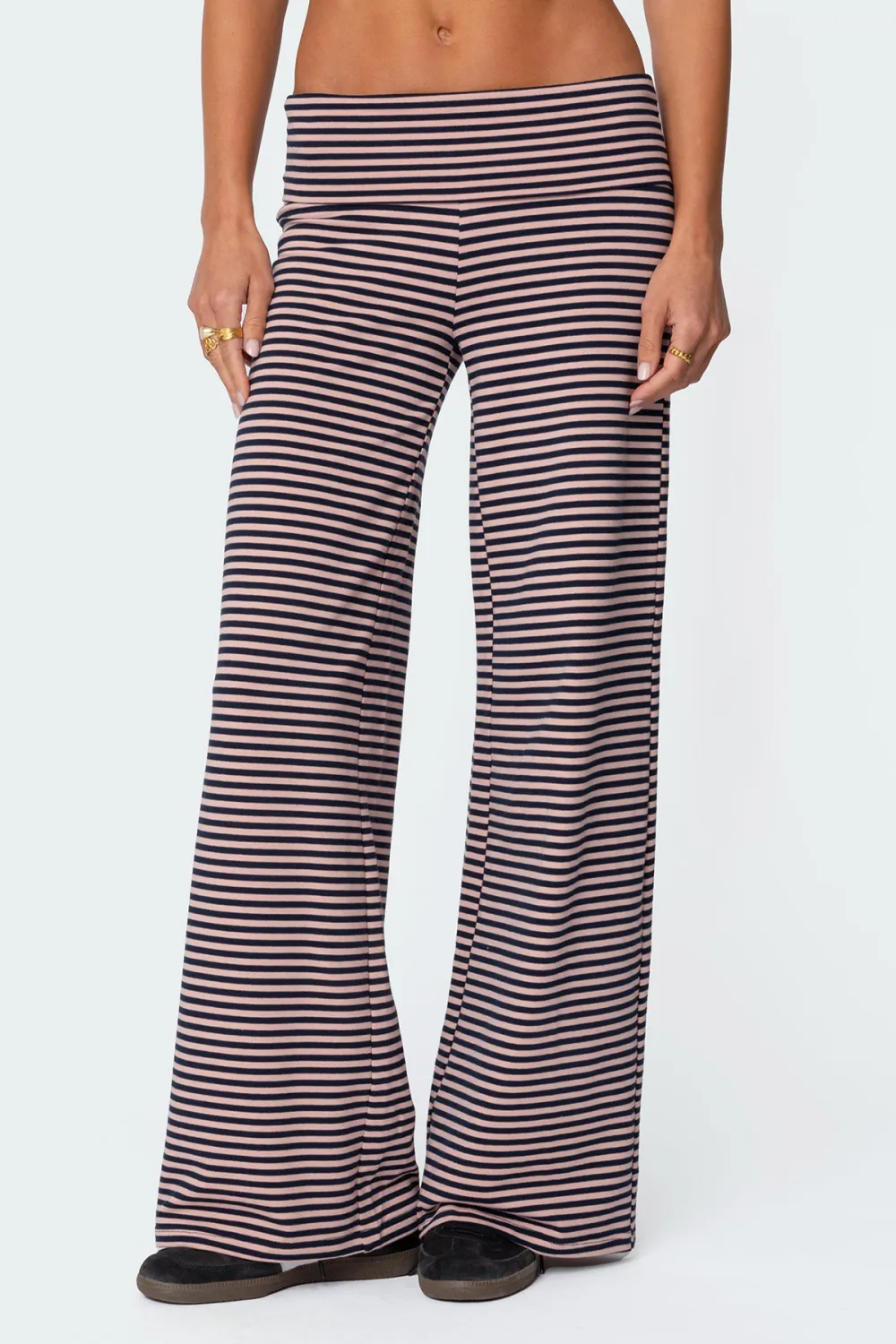 Striped Fold Over Pants