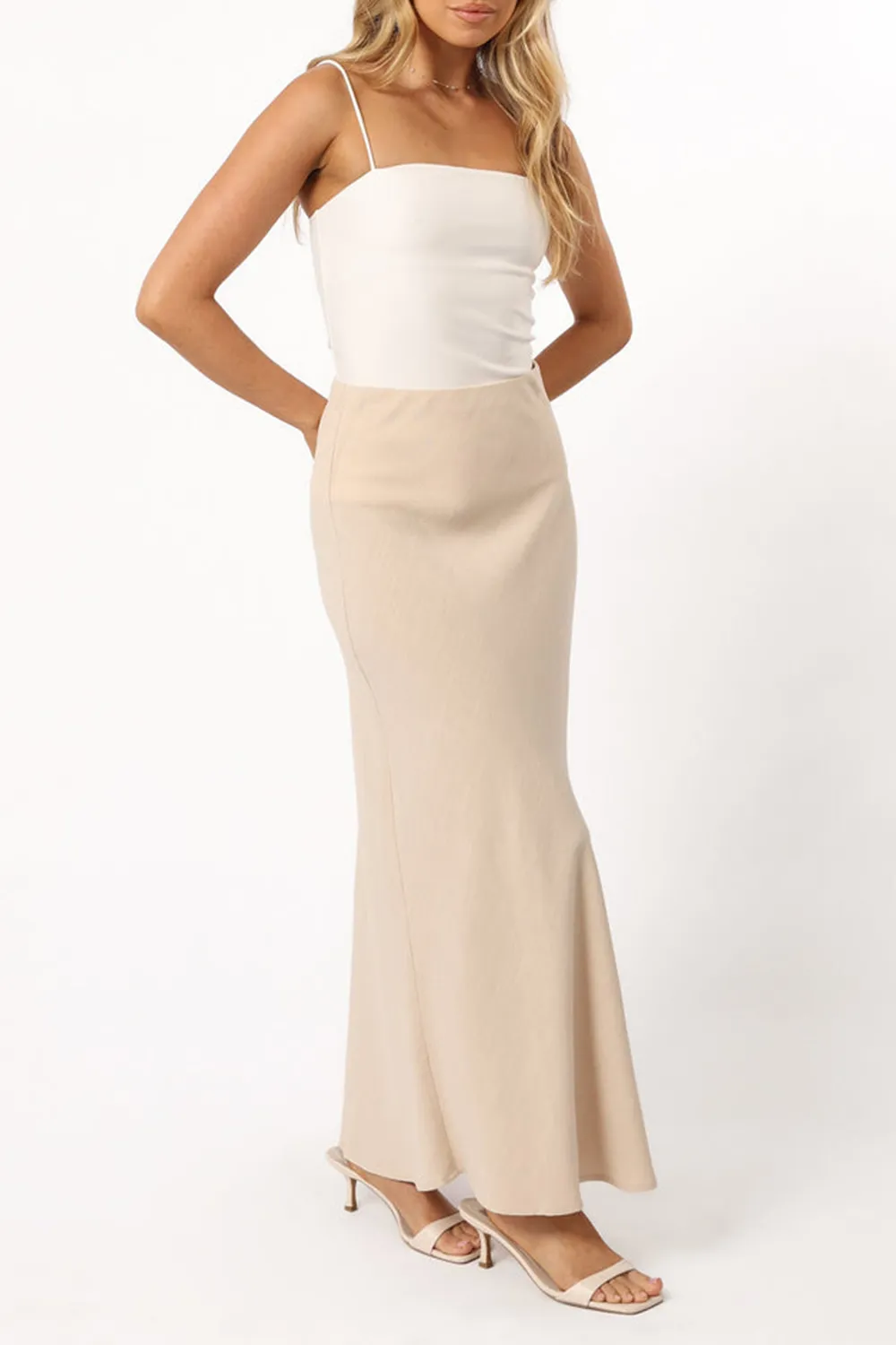 LEISURE MIDI WRAP OVER SKIRT