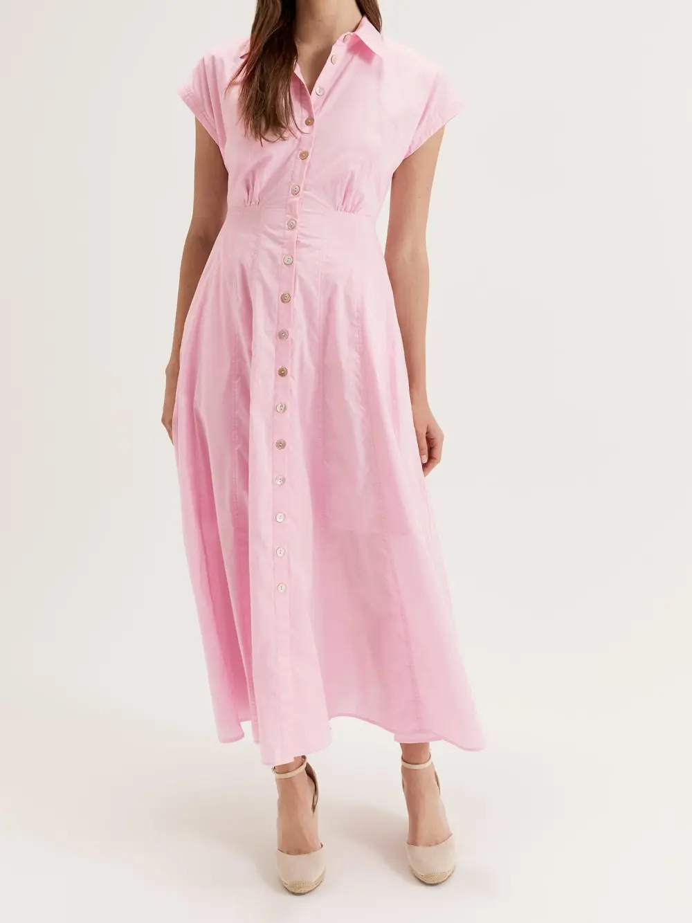Pink Flattering Fit Shirt Dress