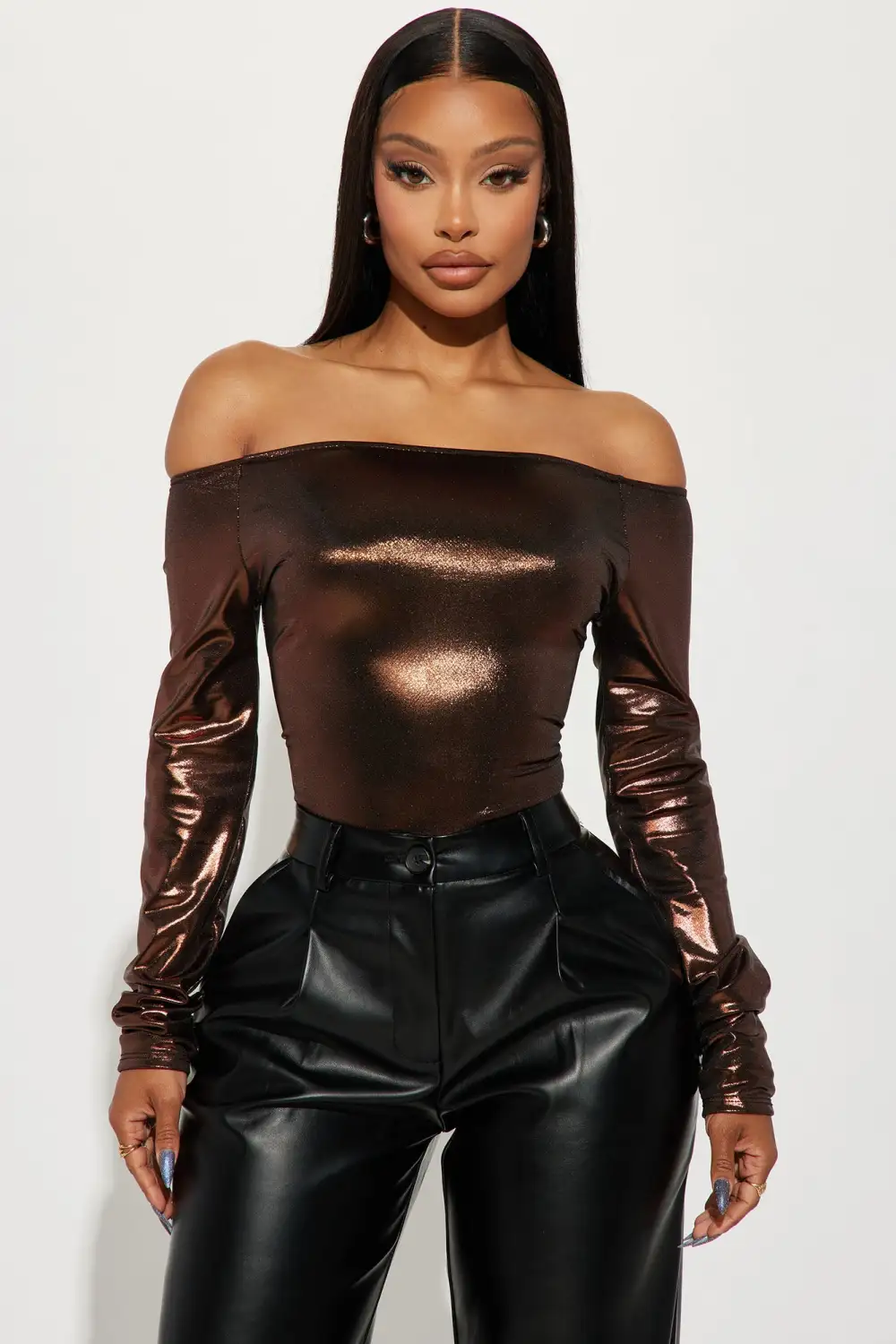 Doing Better Metallic Bodysuit - Rose Gold