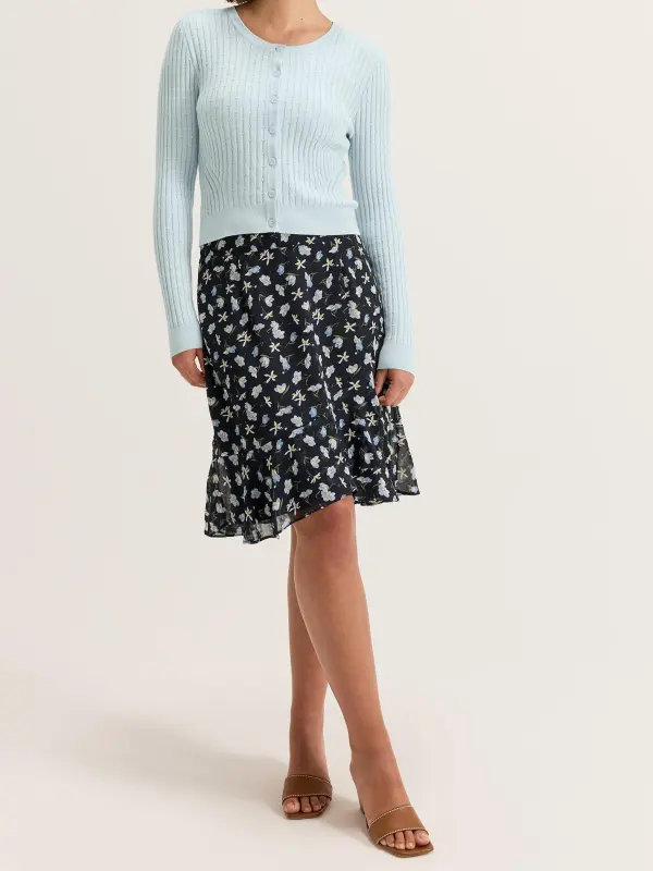 Light Blue Ribbed Knit Sweaters