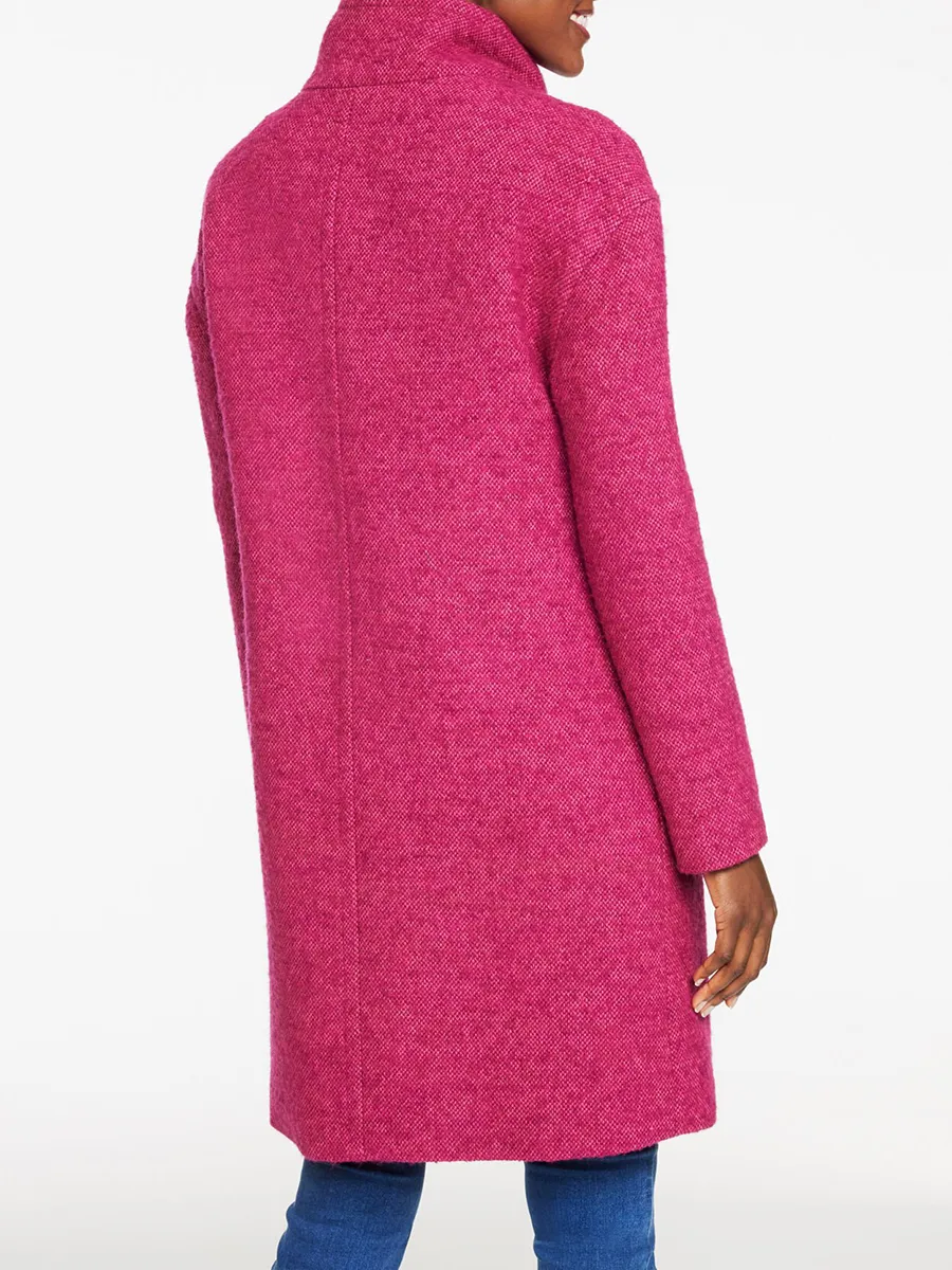 Women's Solid Color Fashionable Textured Double Breasted Coat