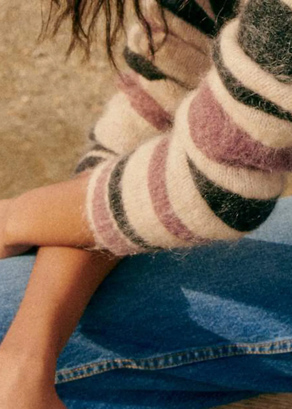 Zebra-Print Long-Sleeved Wool And Suede Pullover