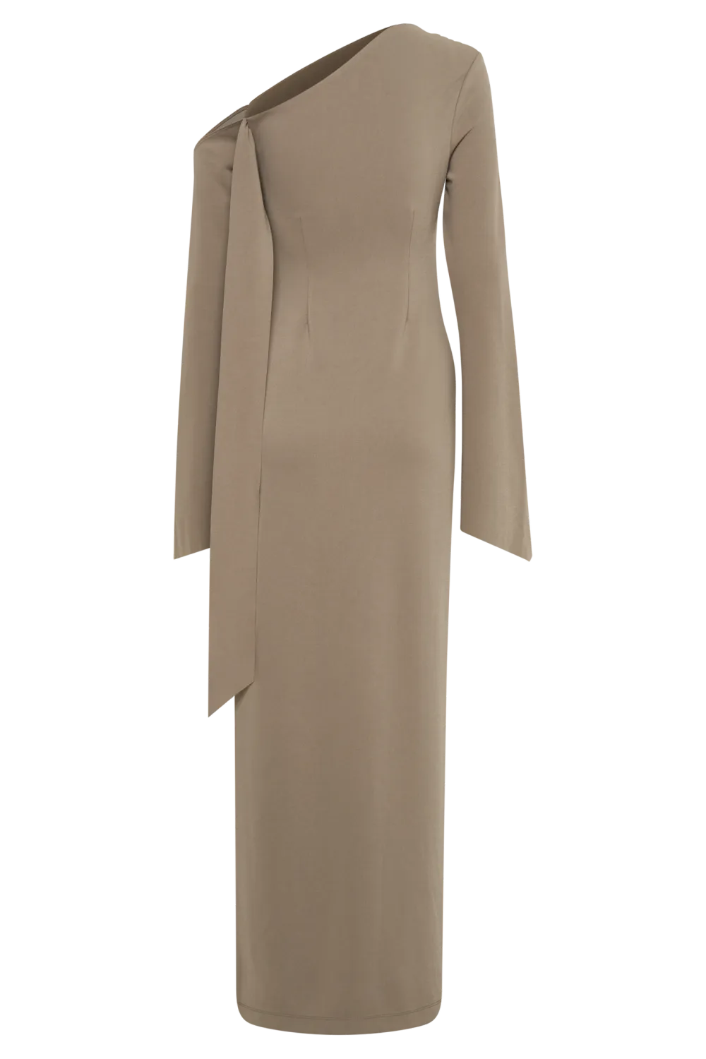 One Shoulder Crepe Maxi Dress