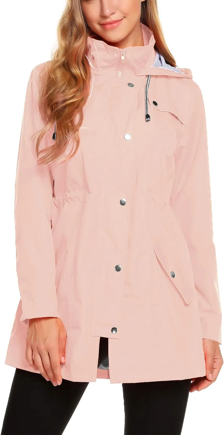 Womens Lightweight Hooded Waterproof Active Outdoor Rain Jacket S-XXL