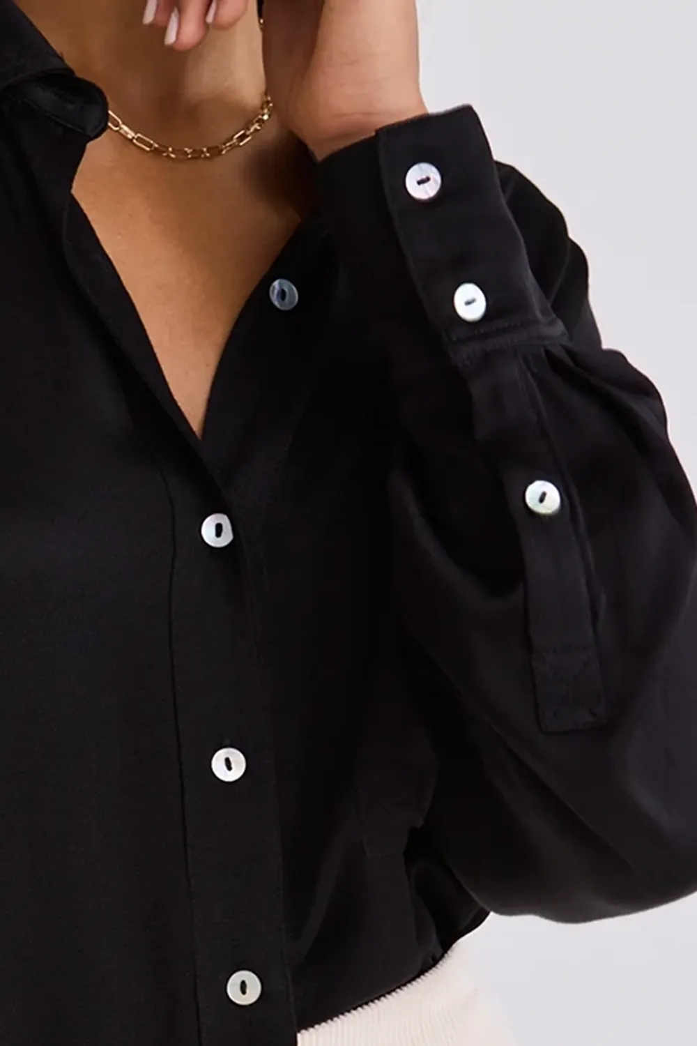 Black Satin Oversized Shirt
