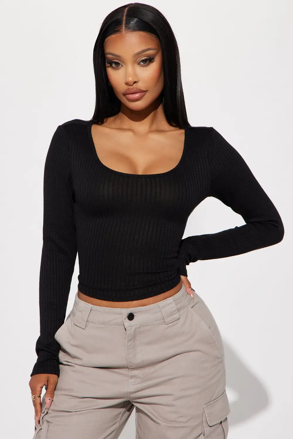 Emelia Ribbed Top - Black