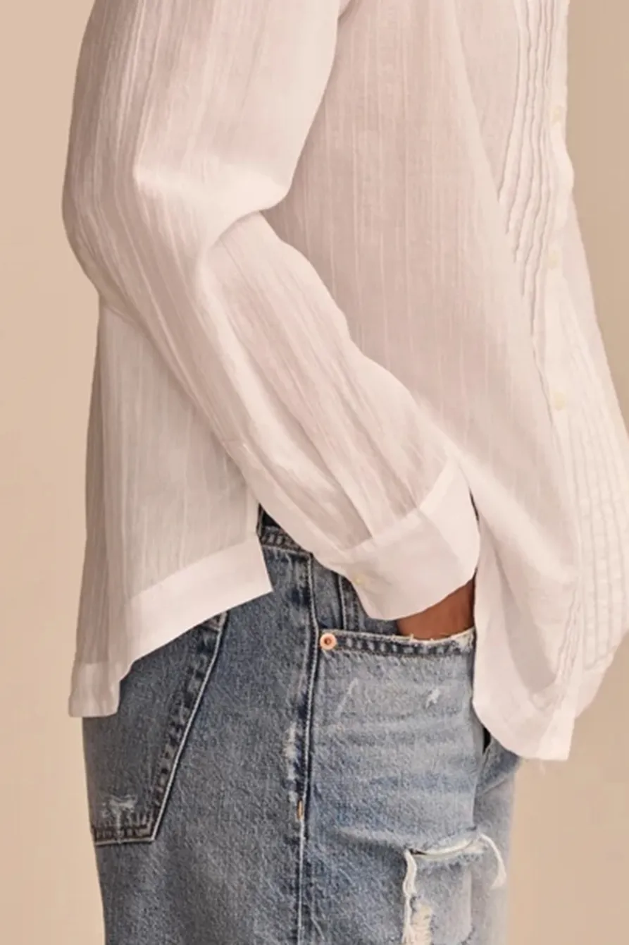 Bright White Pintuck Buttondown