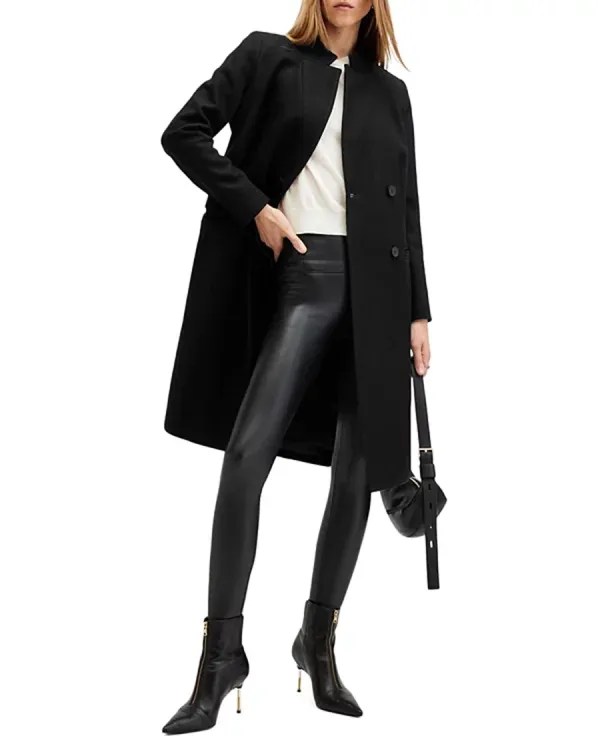 Black Wool Cashmere Blend Tailored Coat