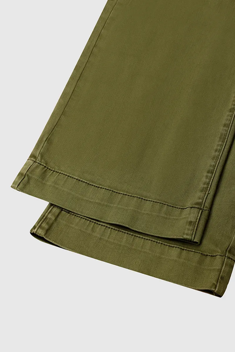 Double Button Mid Waist Straight Leg Pants