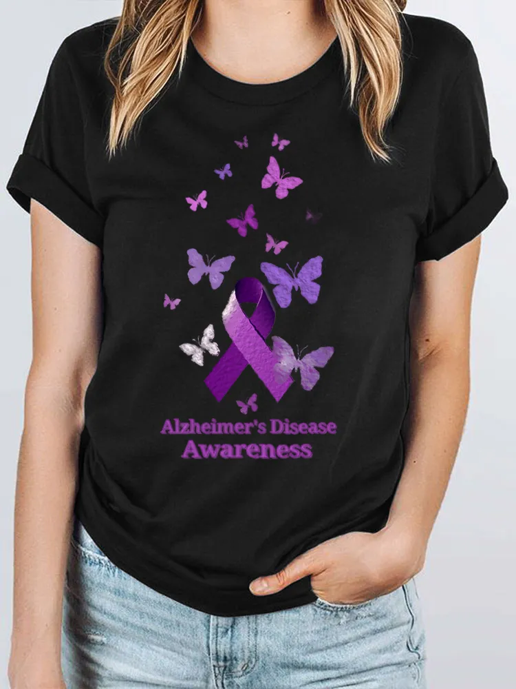 Alzheimers Awareness Butterfly Women T Shirt