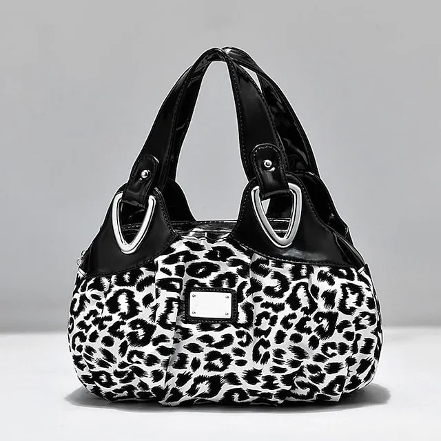 Women's Handbag Top Handle Bag PU Leather Office Daily Date Print Large Capacity Floral Print zebra Leopard White Rose