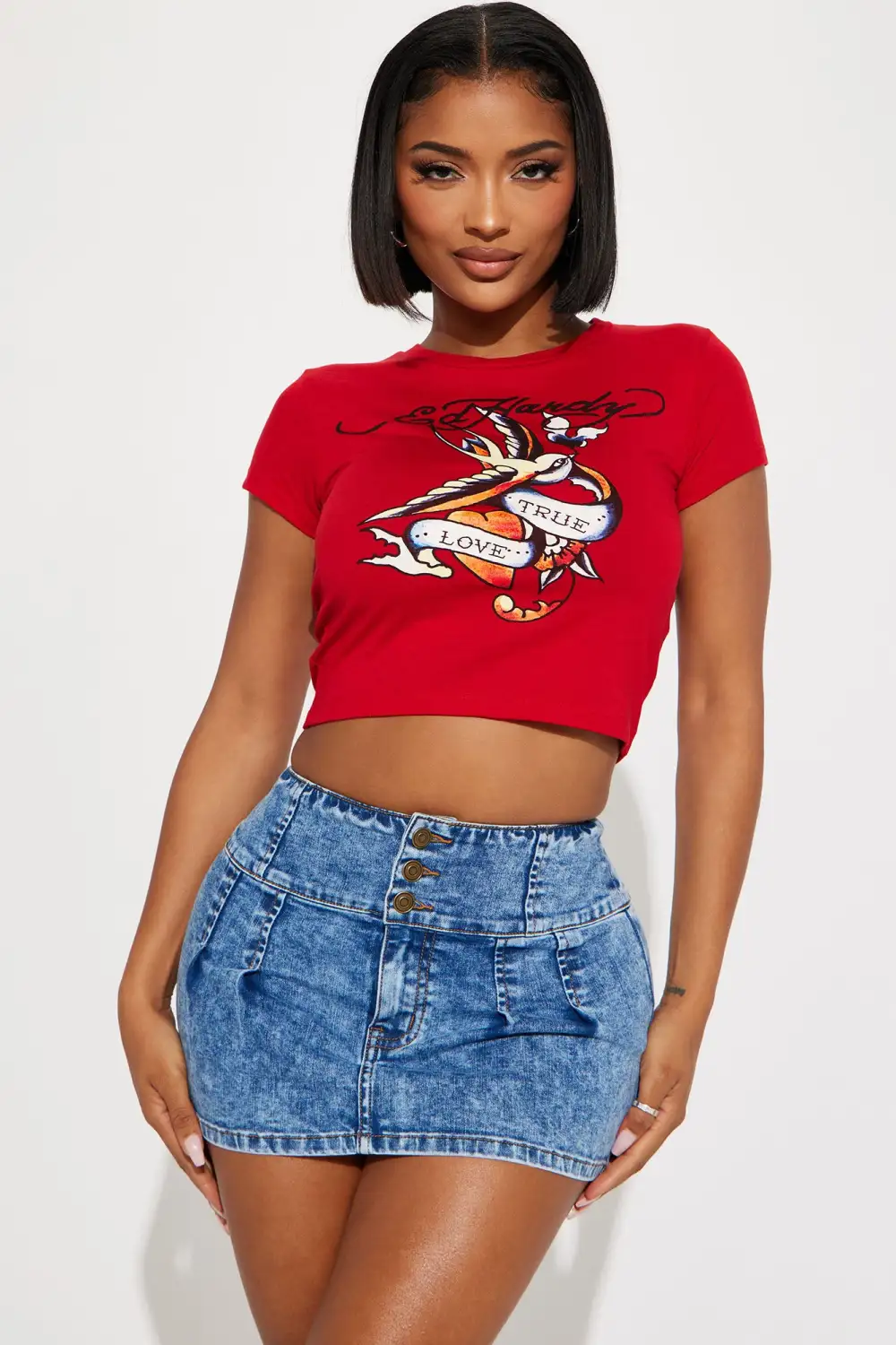 True Love Ed Hardy Crop Top - Red