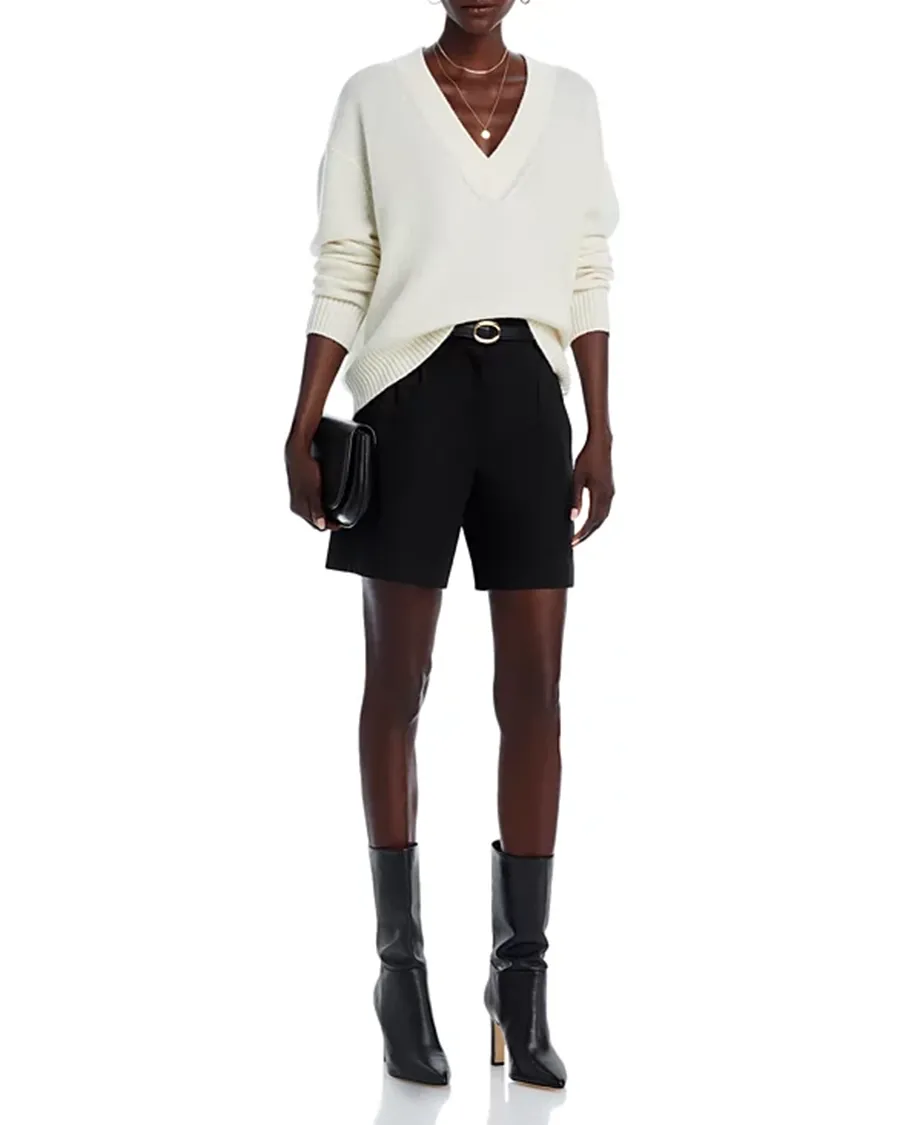 Cashmere Drop Shoulder V-neck Sweater