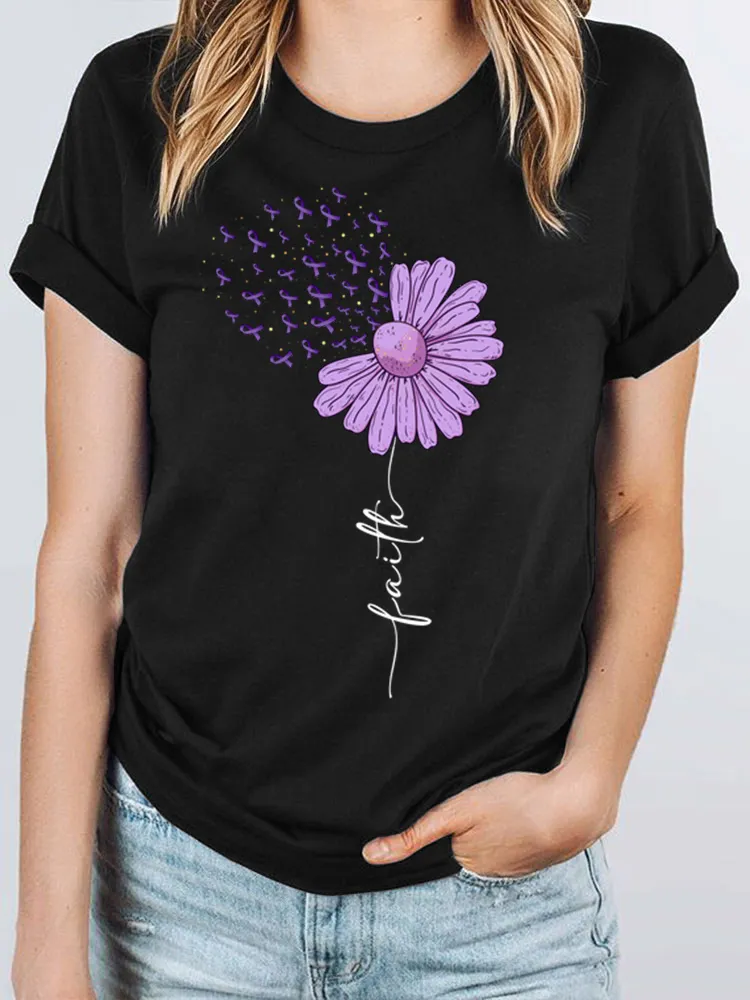 Women'S Alzheimer'S Awareness Printed Short Sleeve T-Shirt