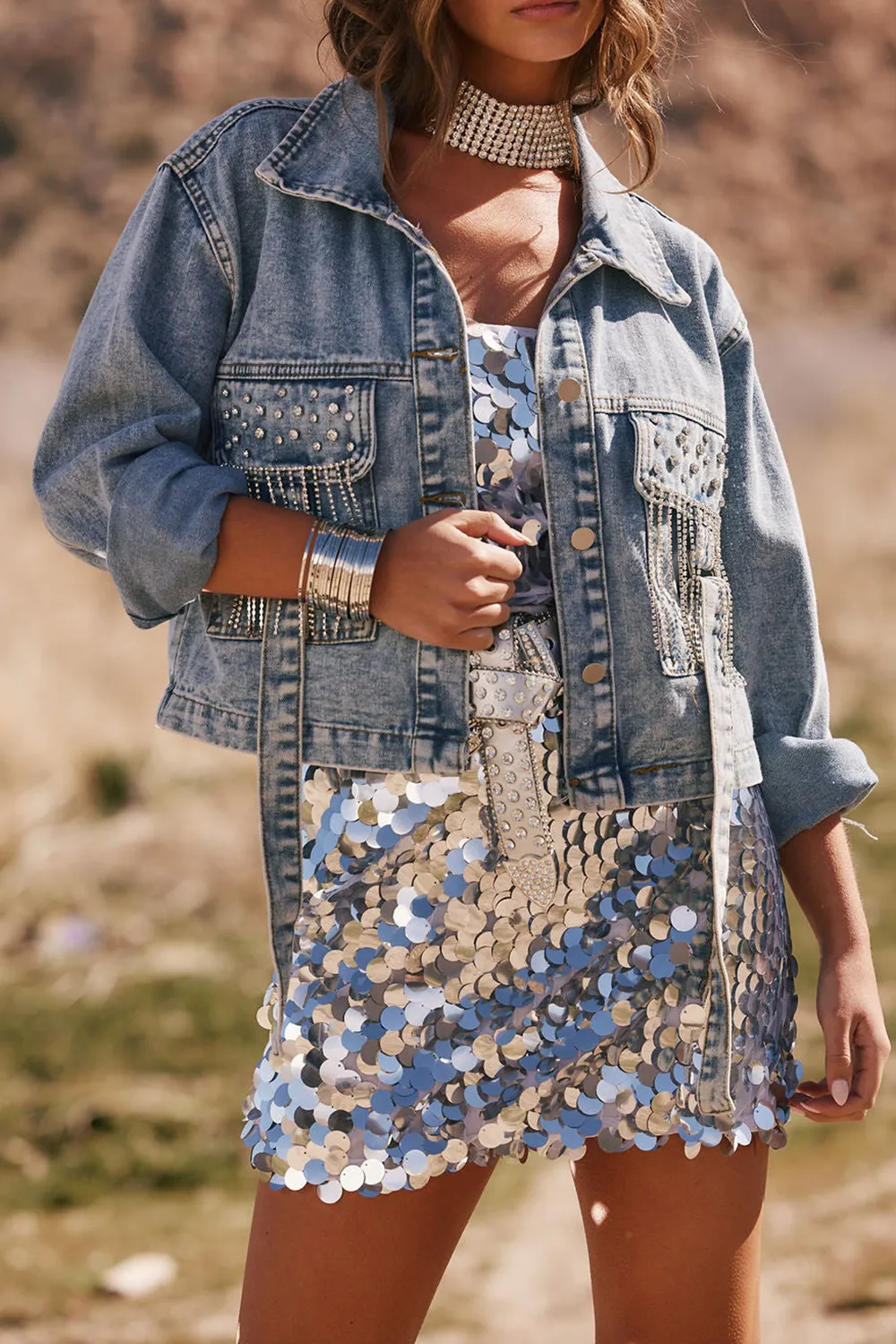 Rhinestone Denim Jacket