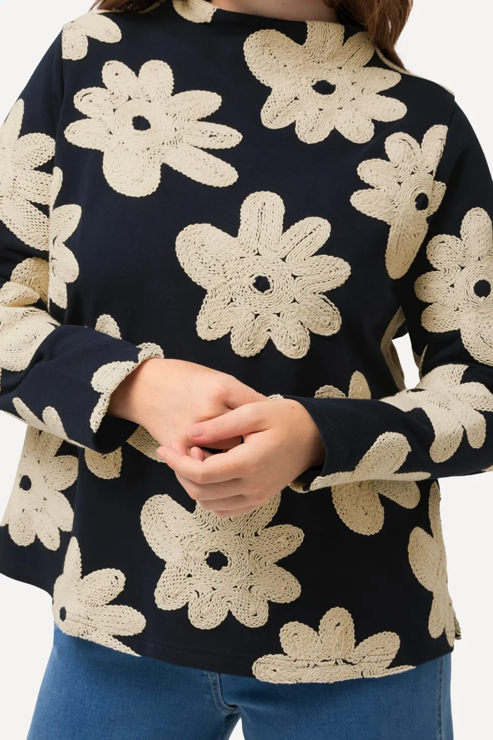 Eco Cotton Floral Embroidered Long Sleeve Sweatshirt