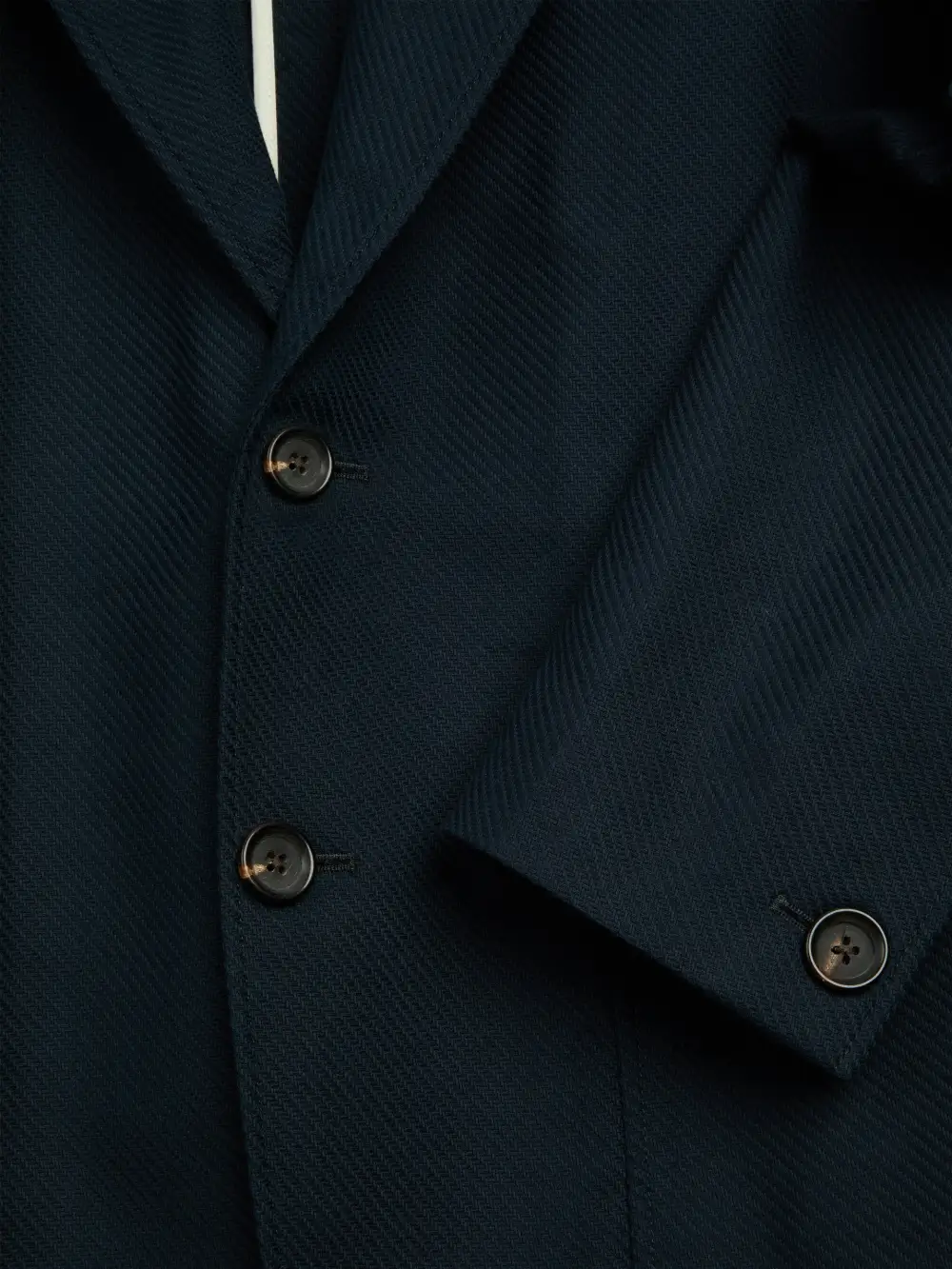 Navy Lapel Linen-Cotton Blazer