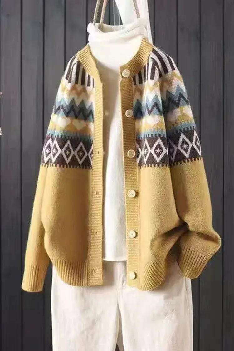 Vintage Totem Long Sleeve Knit Cardigan