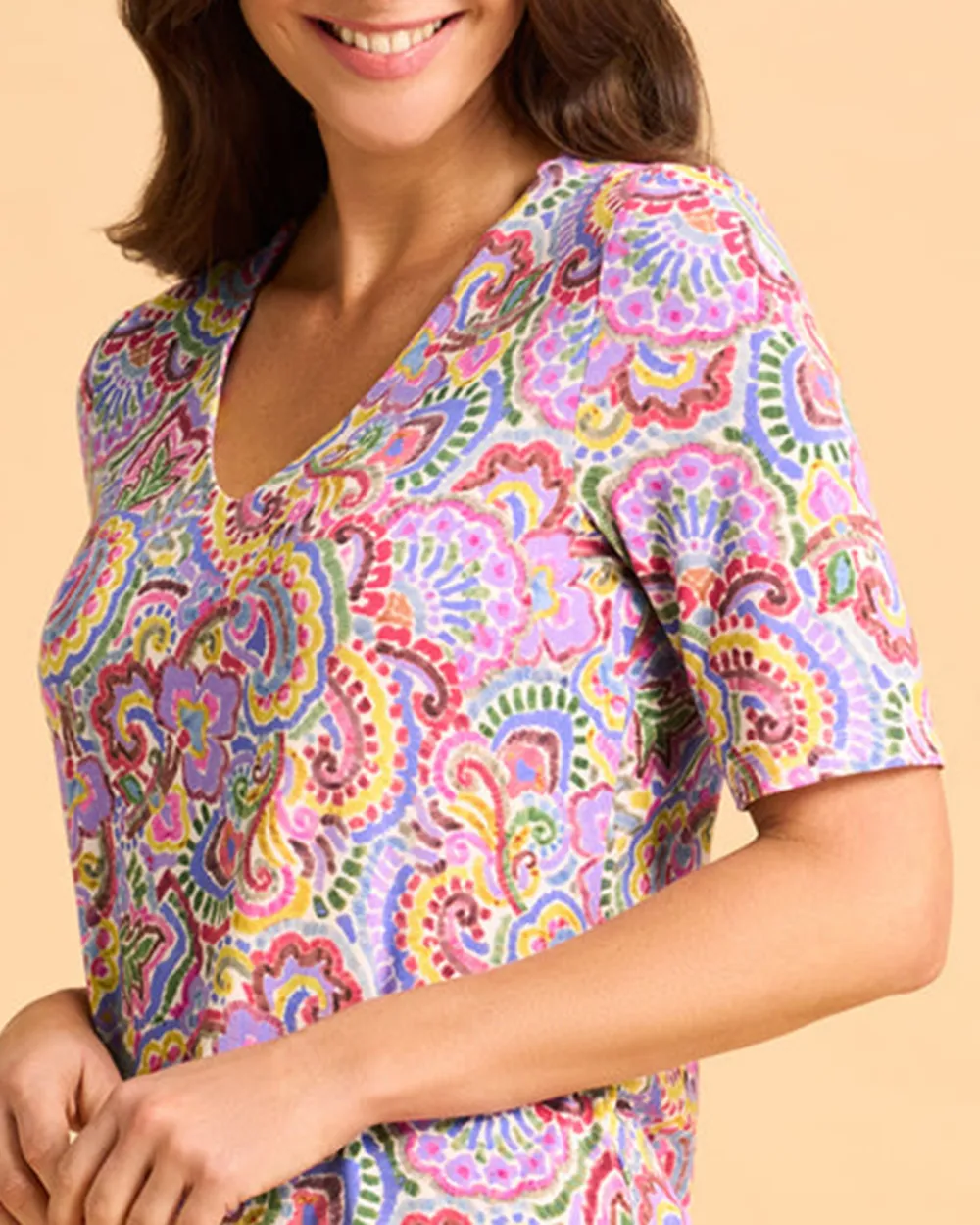 1/2 Sleeve V-Neck Tee