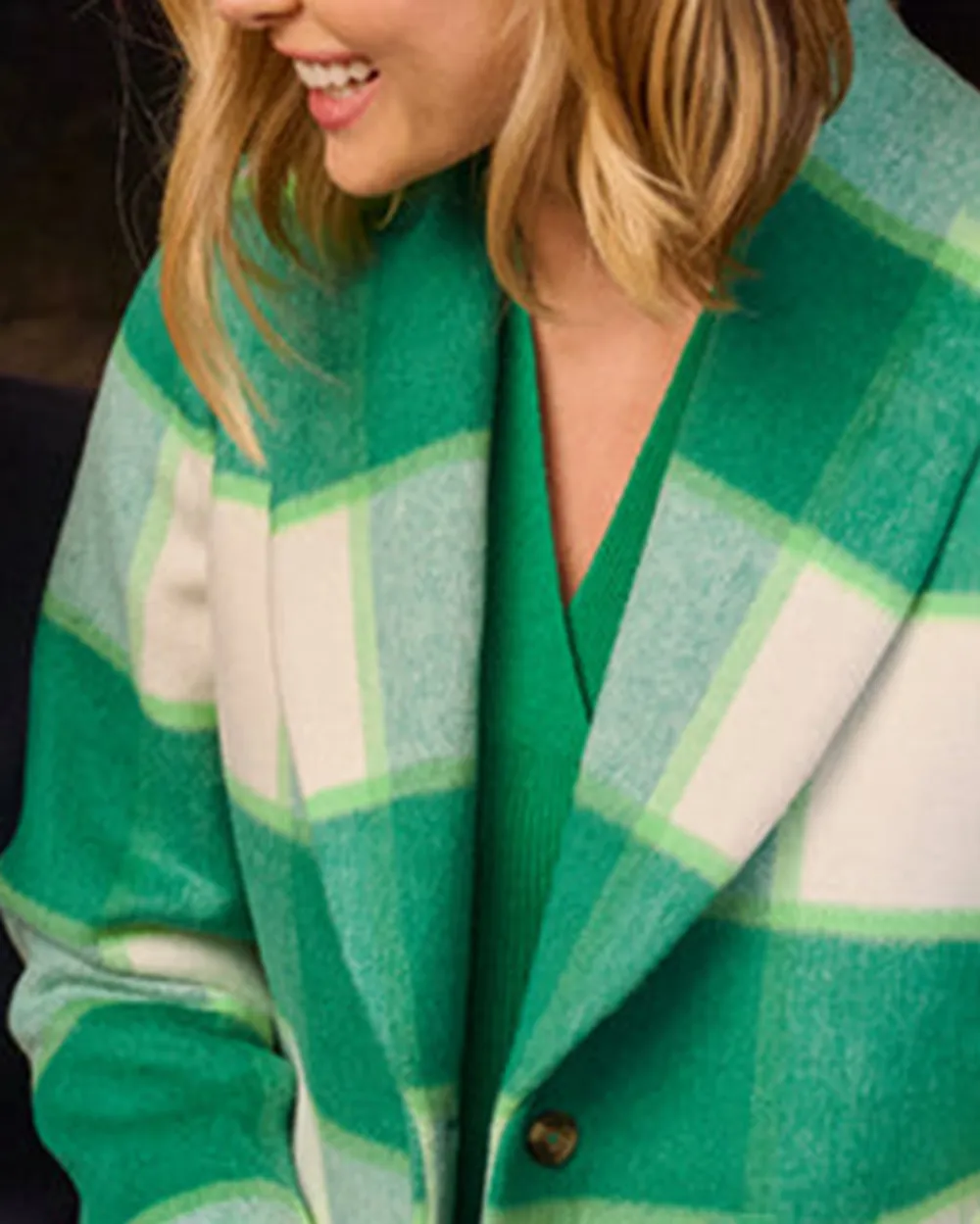 Checkered Double Breasted Coat