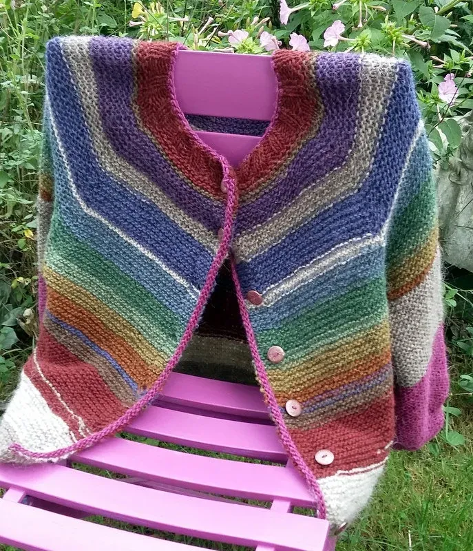 Vintage Button Down Rainbow Icelandic Cozy Warm Sweater