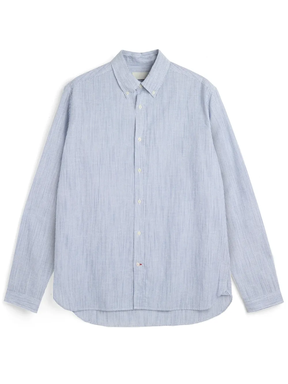 Blue Slub-Striped Cotton Shirt