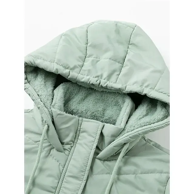 Women's Fleece Lined Parka & Leggings Thermal Warm Puffer Jacket Winter Coat Ankle-Length Winter Leggings Micro-elastic High Waist Tights