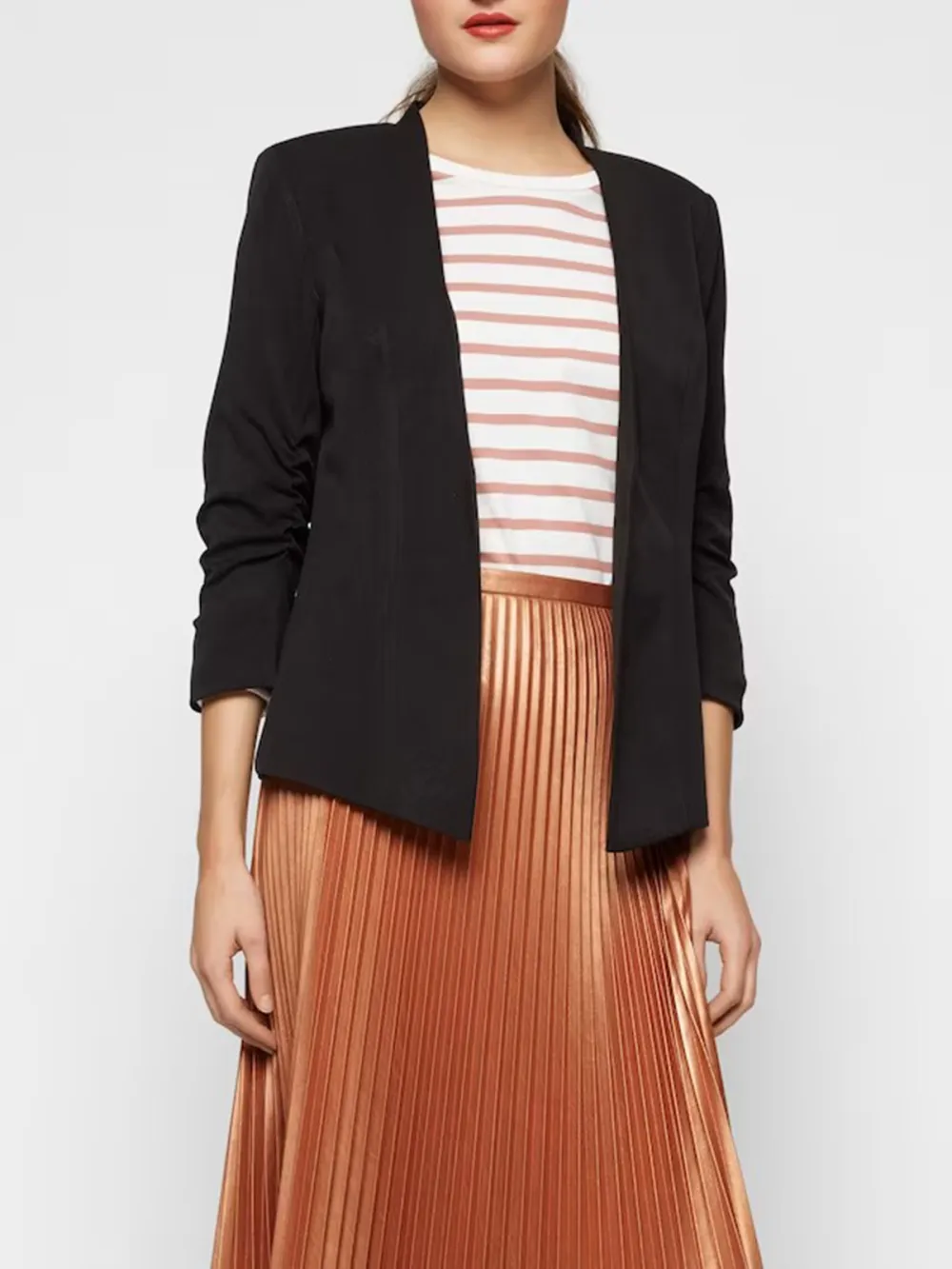 Plain Colored Stand-up Collar Blazer