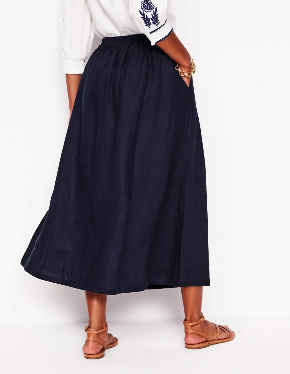 Linen Midi Skirt