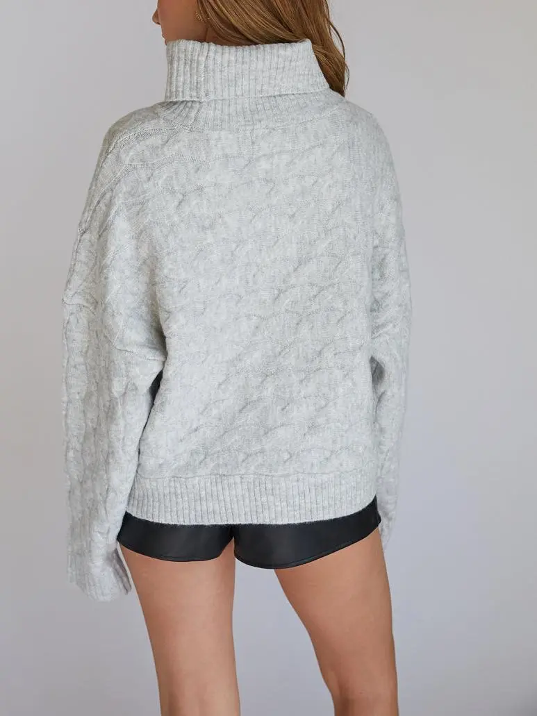 August Cable Knit Turtleneck Chunky Sweater