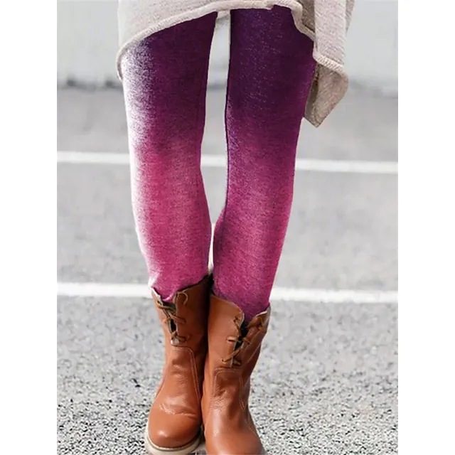 Women's Fleece Lined Leggings Warm Full Length Winter Leggings Print Micro-elastic Mid Waist Fashion Christmas Gifts Christmas Black Yellow S M Winter