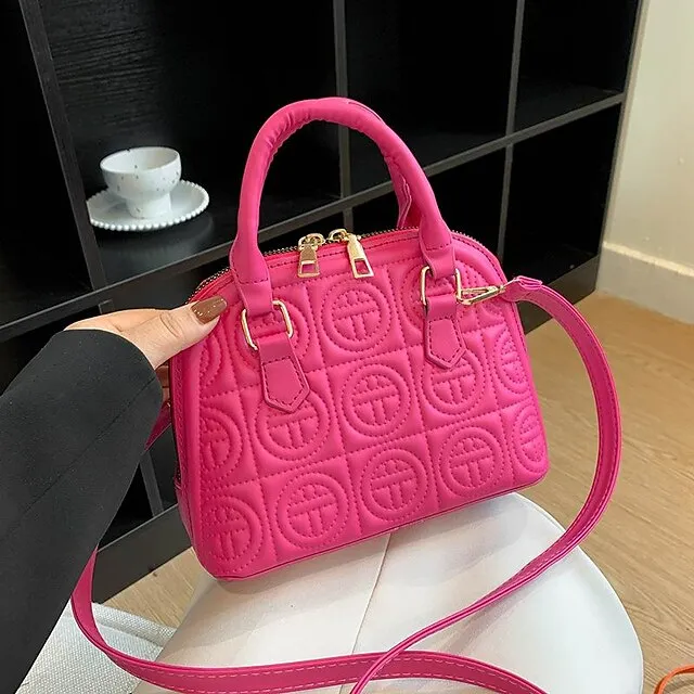 Women's Handbag Shoulder Bag PU Leather Daily Durable Light Pink Black White