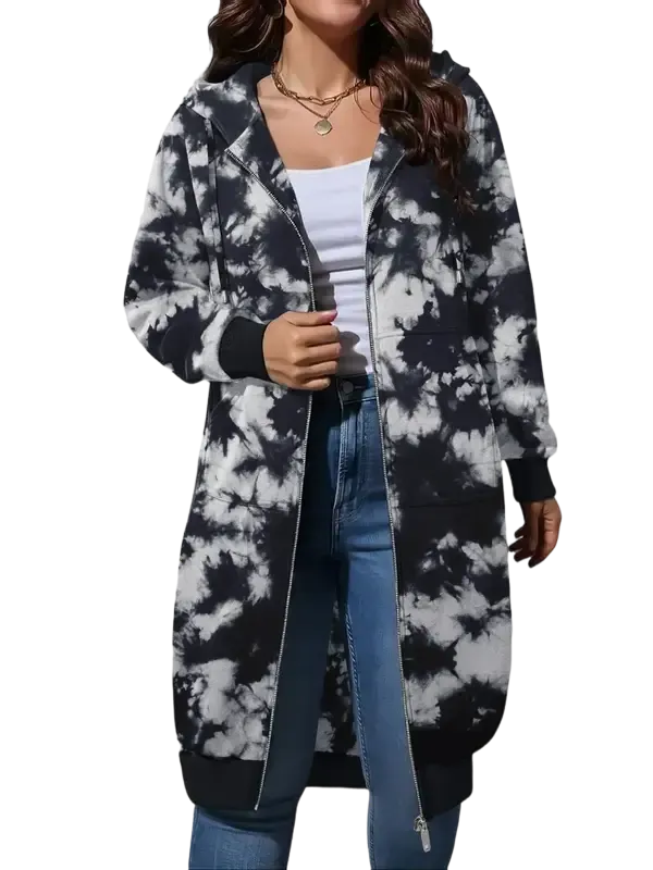 🧥 Women's Longline Zip-Up Fleece Hoodie