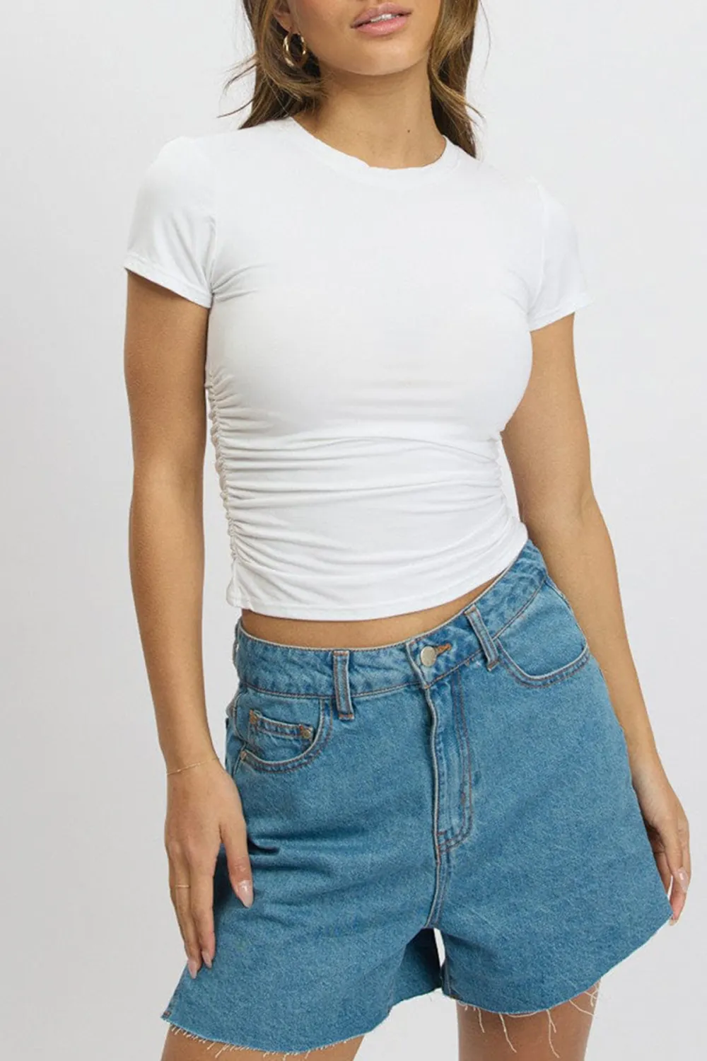 White T Shirt Short Sleeve Crew Neck Modal