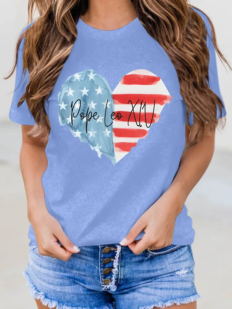 Women'S Pope Leo Xiv Round-Neck Short-Sleeved T-Shirt