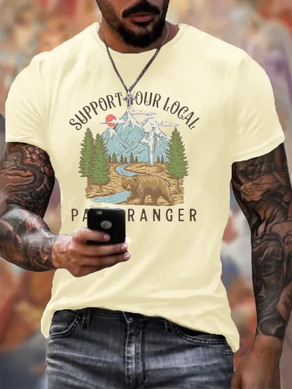 Men'S T-Shirt Pure Cotton Men'S Support Your Local Park Ranger Print T-Shirt