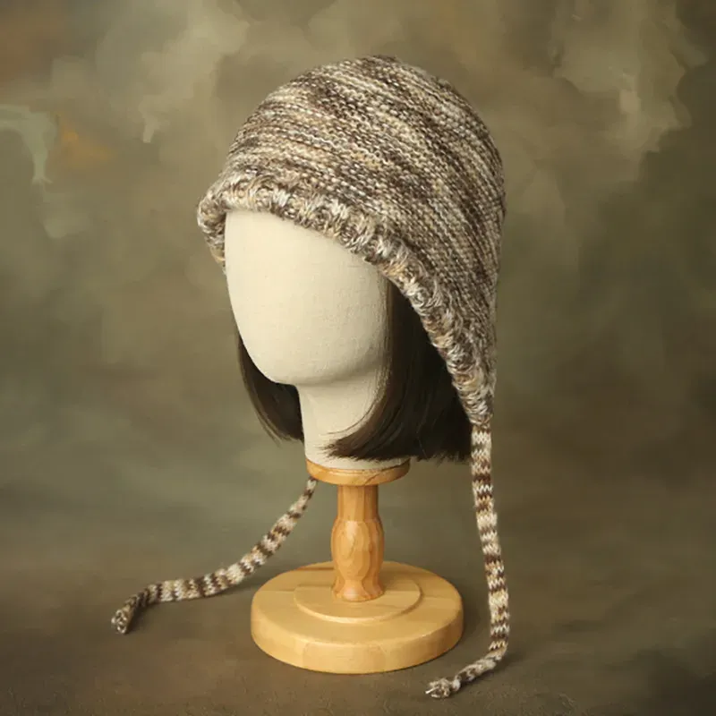 Retro Rainbow Ethnic Style Ear Protection Warm Knitted Hat