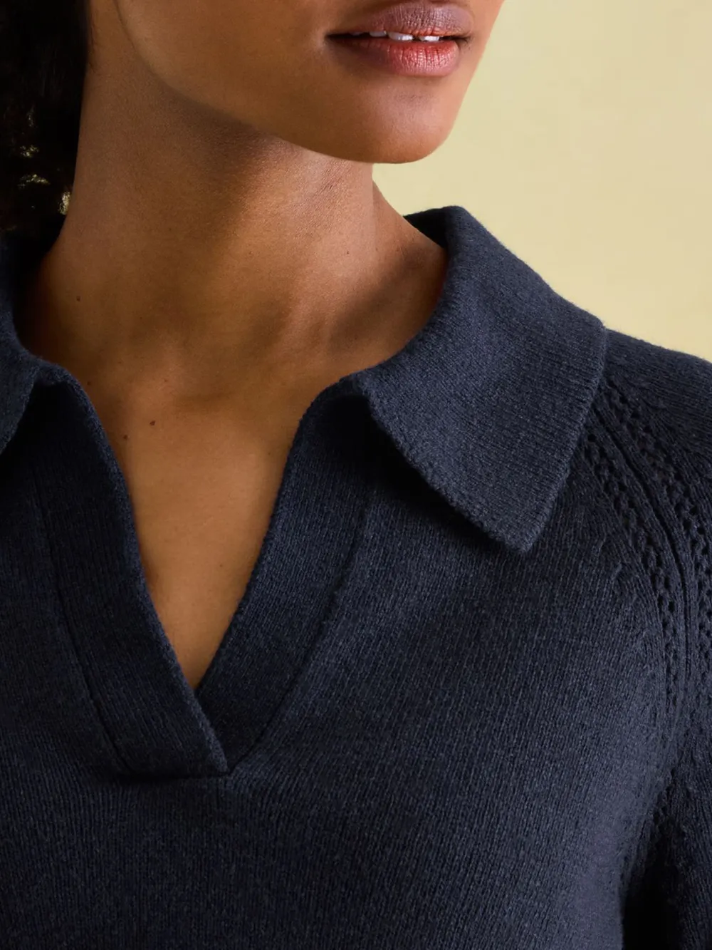 V Neck Stripe Jumper with Collar