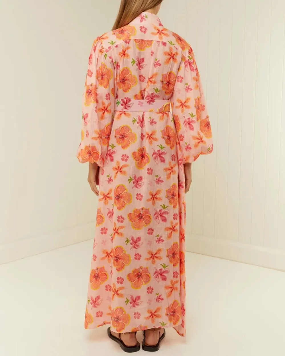 Linen Stand-Up Collar Dress