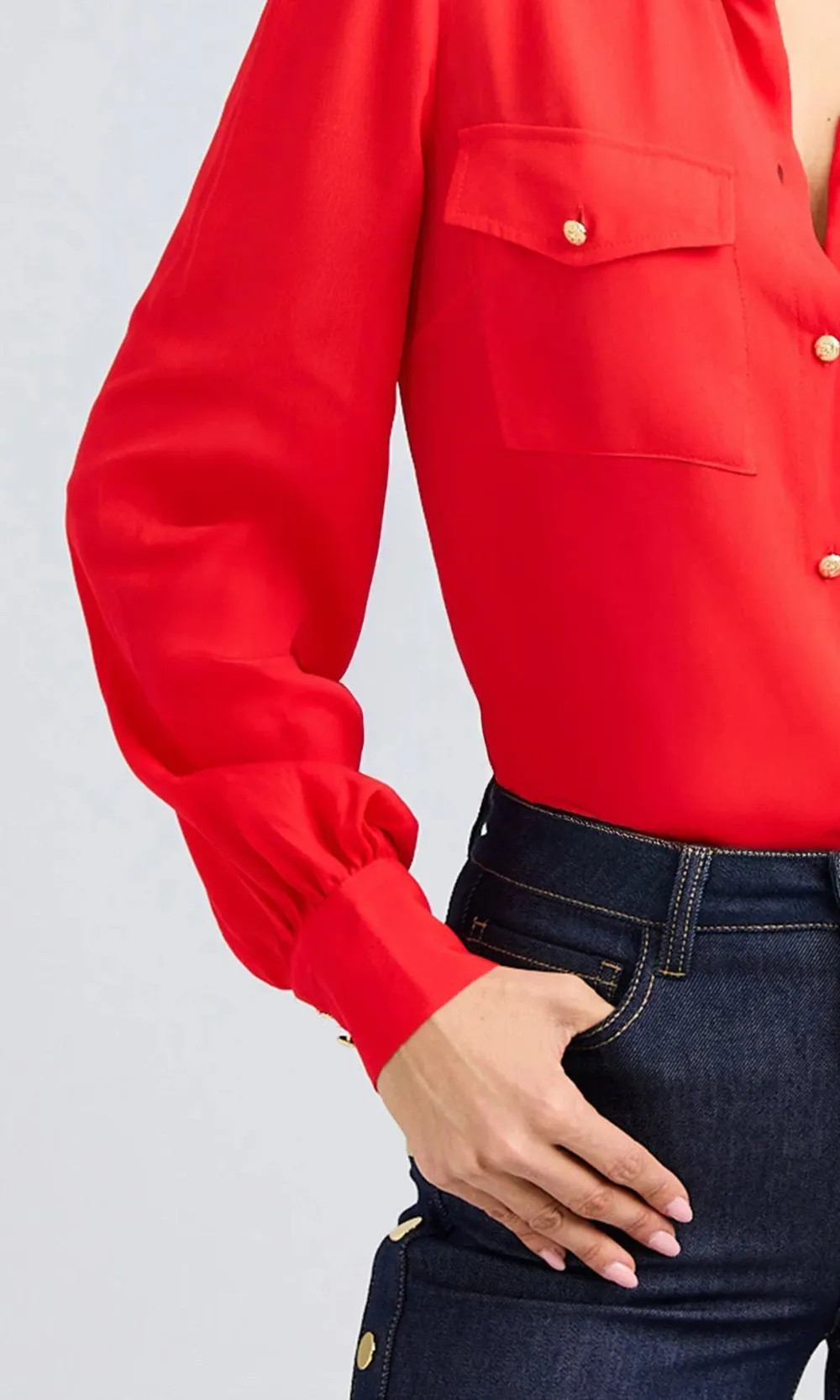 Button Long Sleeve Blouse