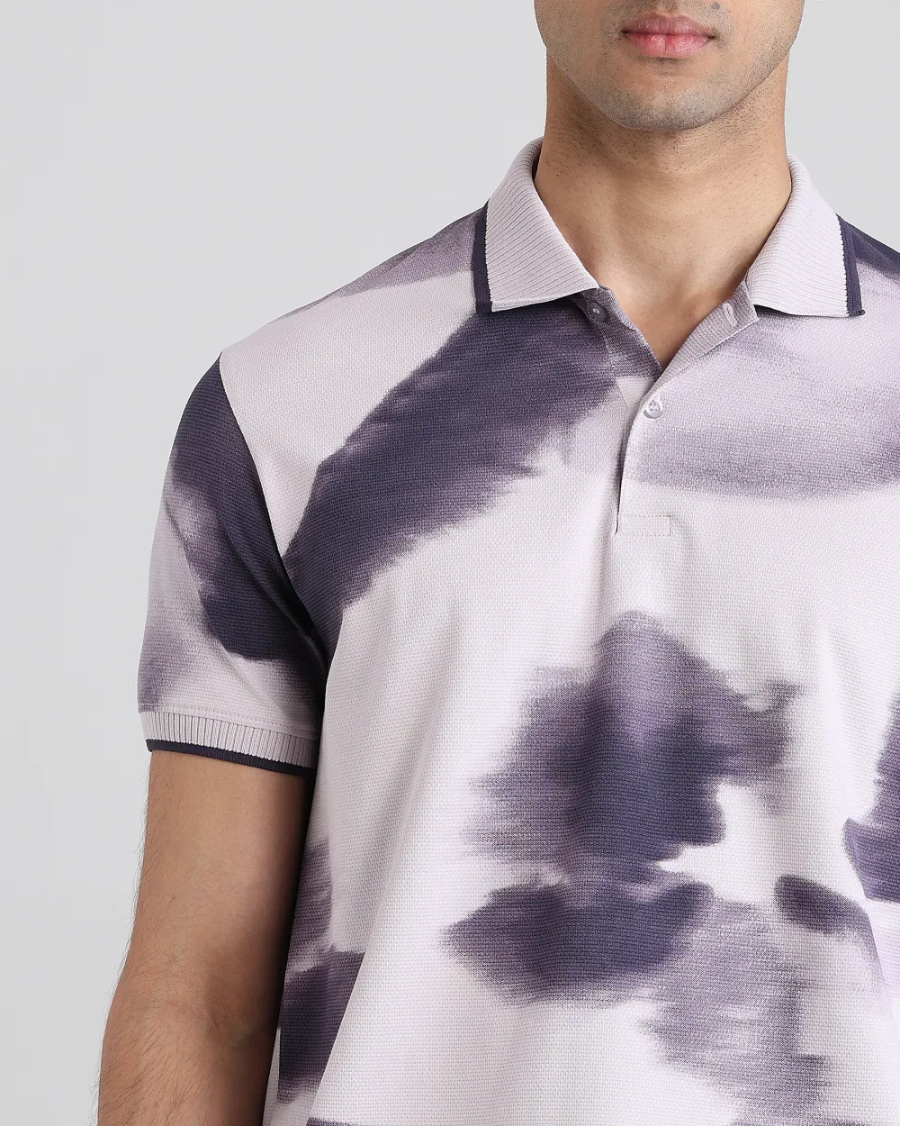 Daily Simple And Slimming Lilac Abstract Polo Shirt